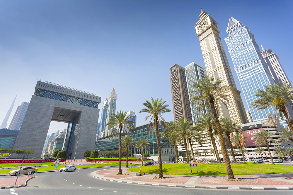 Maze Tower, Up Tower and Dubai Financial Centre in Downtown, Dubai, United Arab Emirates, Middle East