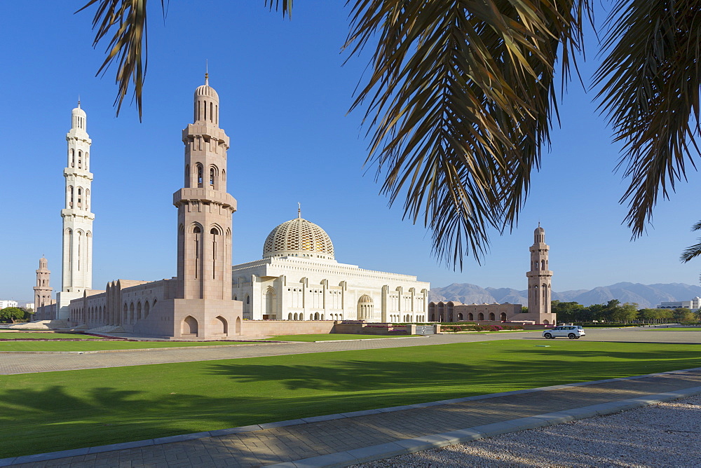 View of Sultan Qaboos Grand Mosque, Muscat, Oman, Middle East