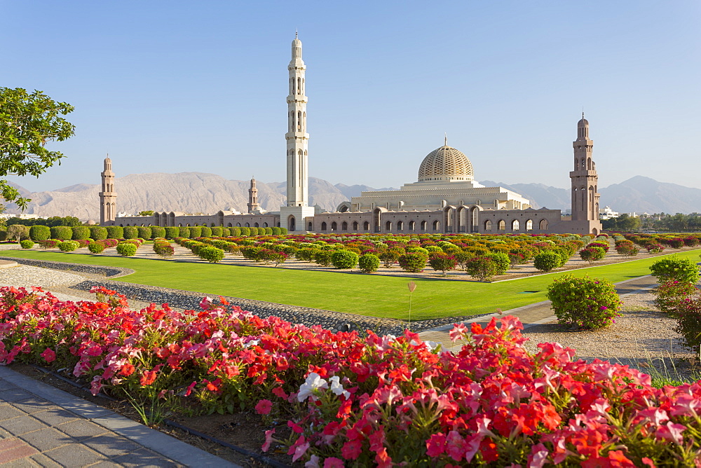 View of Sultan Qaboos Grand Mosque, Muscat, Oman, Middle East