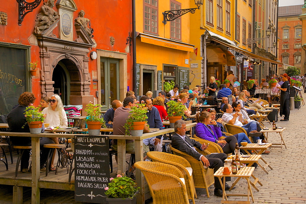 Stortorget Square cafes, Gamla Stan, Stockholm, Sweden, Scandinavia, Europe