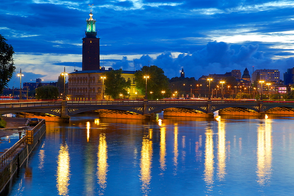 The City Hall at night, Kungsholmen, Stockholm, Sweden, Scandinavia, Europe