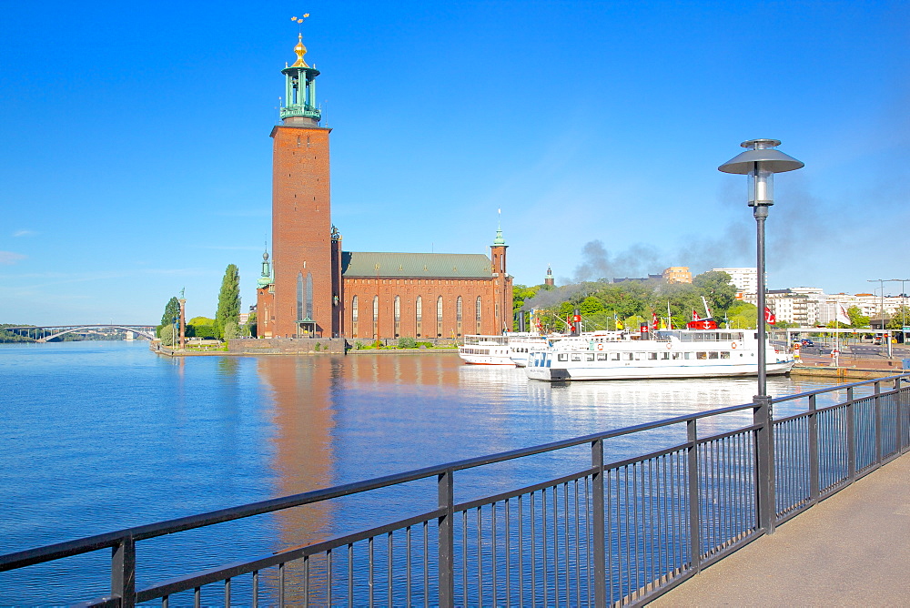 The City Hall and Riddarfjarden, Kungsholmen, Stockholm, Sweden, Scandinavia, Europe