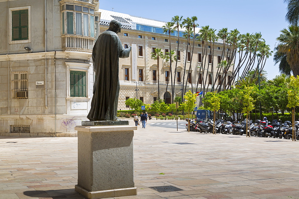 View of Museum of Malaga adorned by palm trees, Malaga, Costa del Sol, Andalusia, Spain, Europe