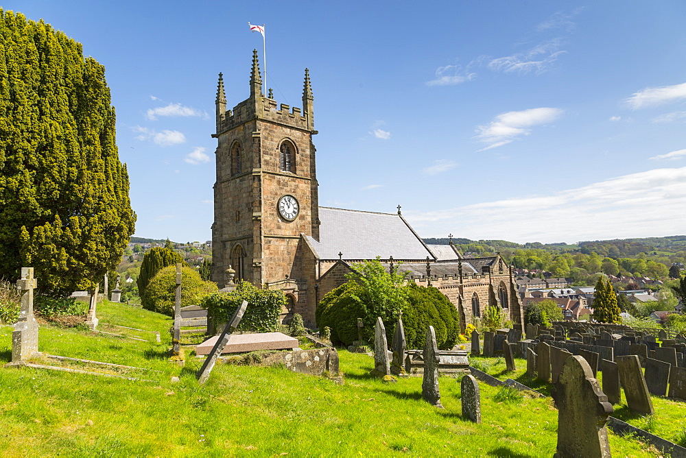 View of Matlock Parish Church in springtime, Matlock Town, Derbyshire Dales, Derbyshire, England, United Kingdom, Europe