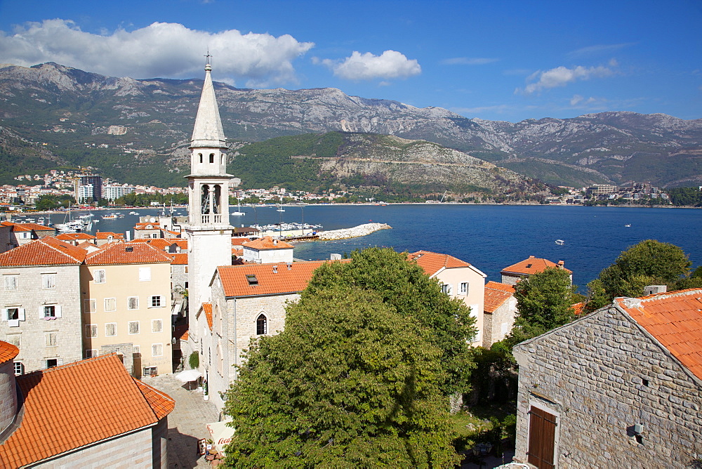 The Old Town and church, Budva, Montenegro, Europe