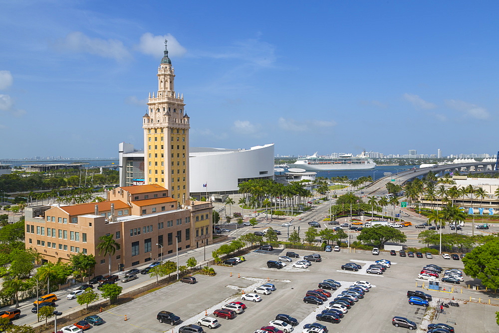 The Freedom Tower and American Airlines Arena in Downtown Miami, Miami, Florida, United States of America, North America