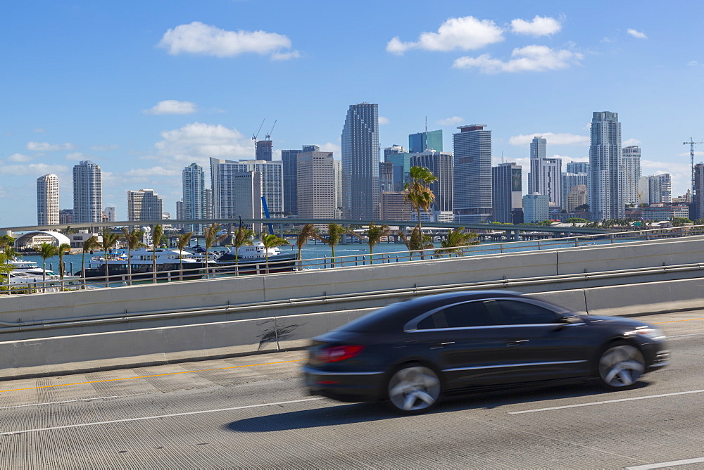 View of Downtown Miami from MacArthur Causeway, Miami, Florida, United States of America, North America