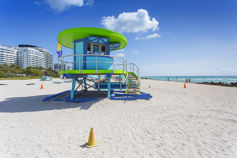 Lifeguard watchtower on South Beach, Miami Beach, Miami, Florida, United States of America, North America