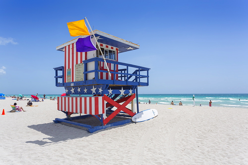 Lifeguard watchtower on South Beach, Miami Beach, Miami, Florida, United States of America, North America