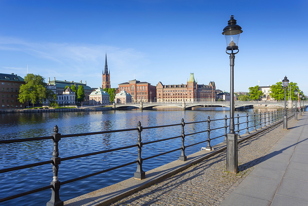 View of Riddarholmen Church from Gamla Stan, Riddarholmen, Stockholm, Sweden, Scandinavia, Europe