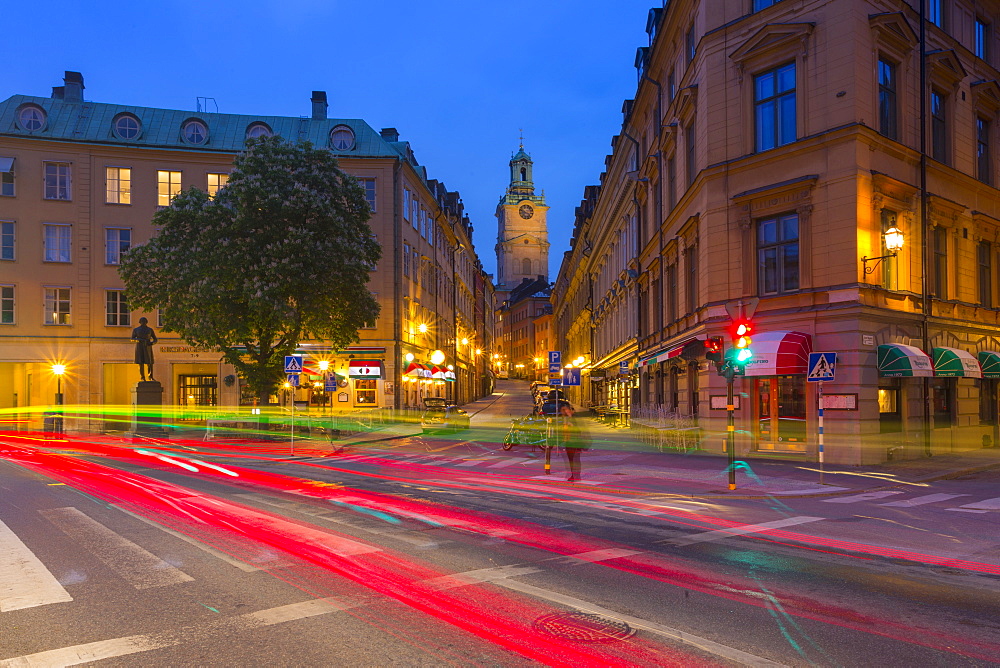 View of Storkyrkan Church from Gamla Stan at dusk, Stockholm, Sweden, Scandinavia, Europe