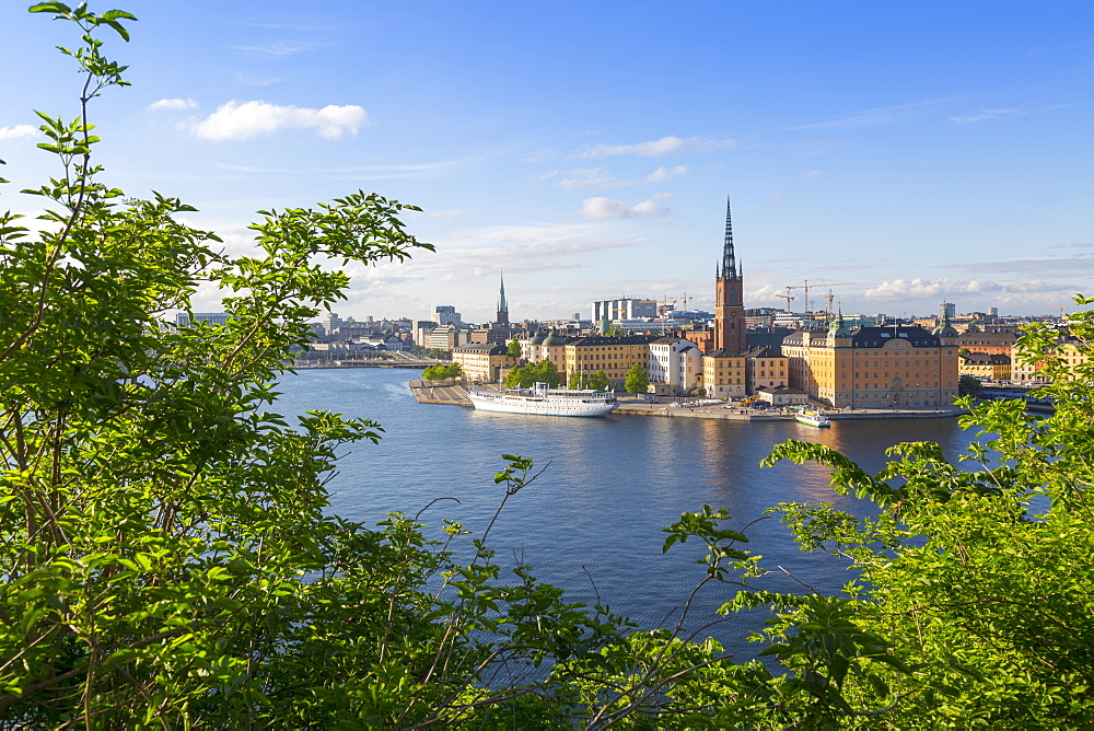 Riddarholmen Church and city skyline from Sodermalm, Stockholm, Sweden, Scandinavia, Europe