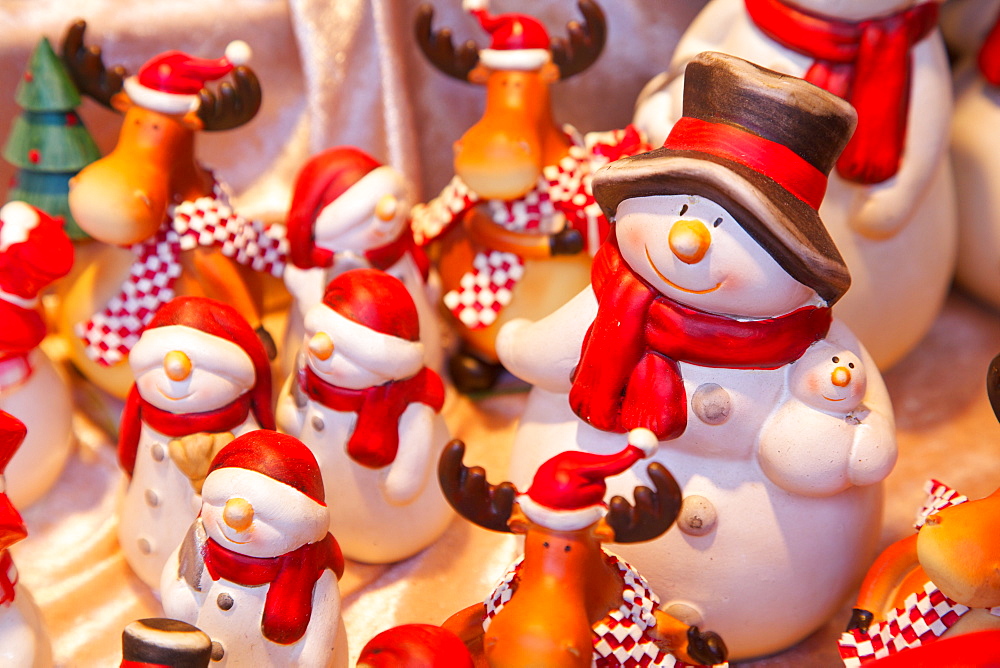 Christmas ornaments in Christmas Market, Munster, North Rhine-Westphalia, Germany, Europe