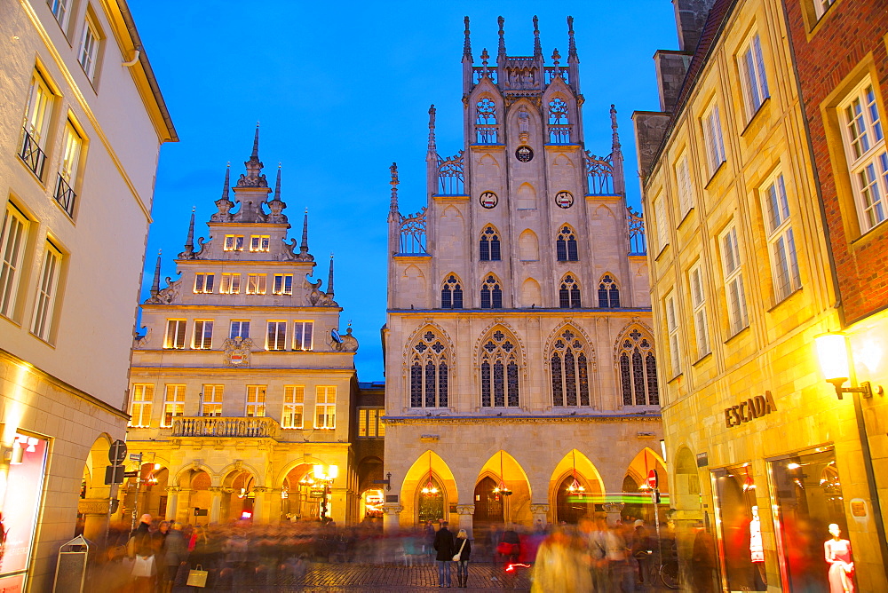 Historic Town Hall on Prinzipalmarkt at Christmas, Munster, North Rhine-Westphalia, Germany, Europe