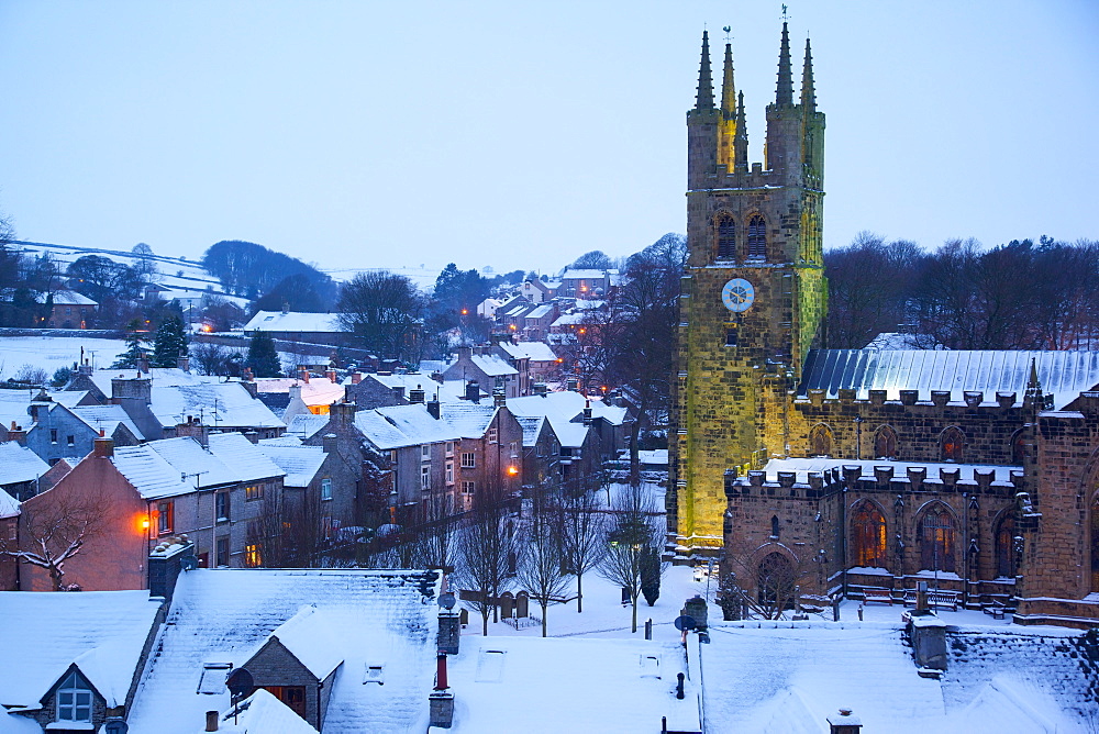 Cathedral of the Peak in snow, Tideswell, Peak District National Park, Derbyshire, England, United Kingdom, Europe 