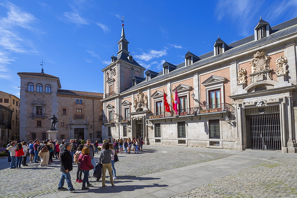 View of Casa de La Villa in Plaza de la Villa on bright sunny morning, Madrid, Spain, Europe