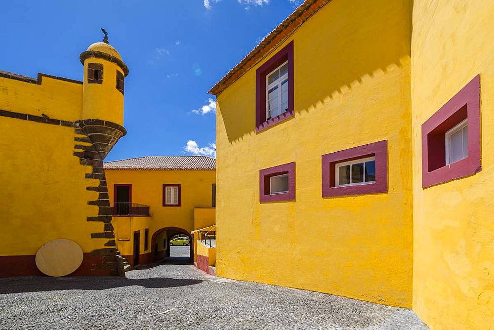 View of Fortress courtyard, Funchal, Madeira, Portugal, Atlantic, Europe