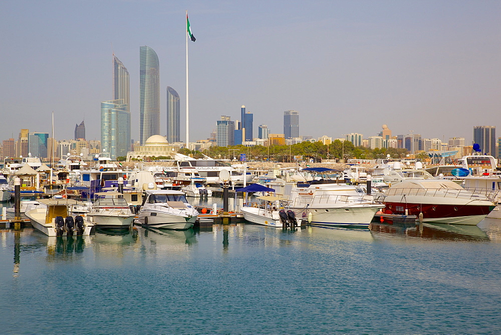 View of city from Marina Mall, Abu Dhabi, United Arab Emirates, Middle East