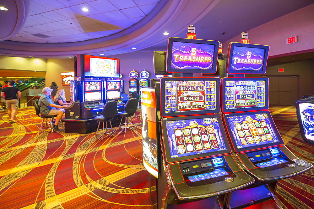 Slot machines in the Stratosphere Hotel and Casino, The Strip, Las Vegas Boulevard, Las Vegas, Nevada, United States of America, North America