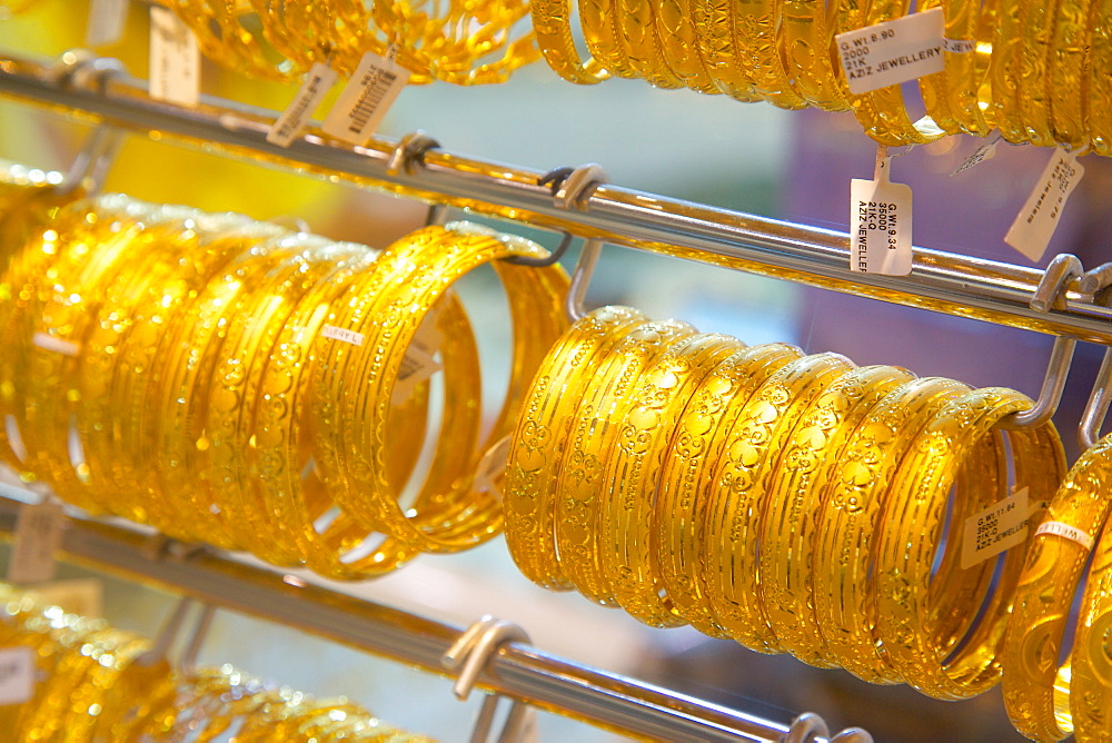 Gold jewellery, Gold Souk, Abu Dhabi, United Arab Emirates, Middle East