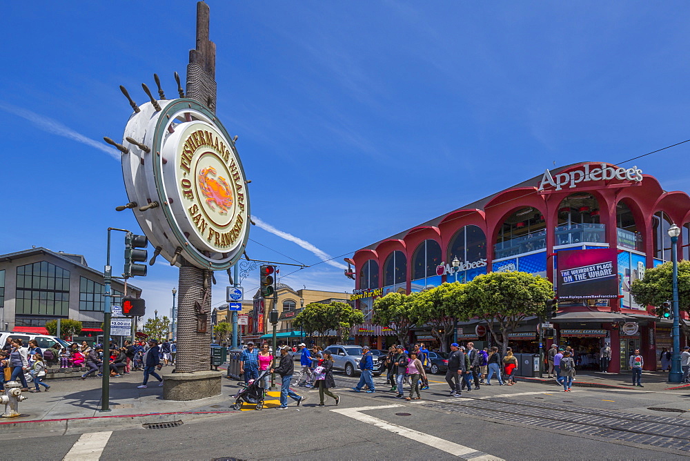 View of Fishermans Wharf sign, San Francisco, California, United States of America, North America