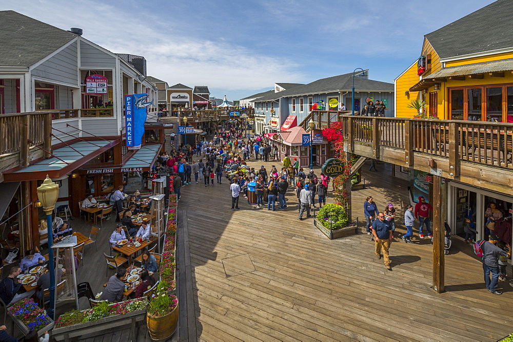 View of Pier 39 in Fishermans Wharf, San Francisco, California, United States of America, North America