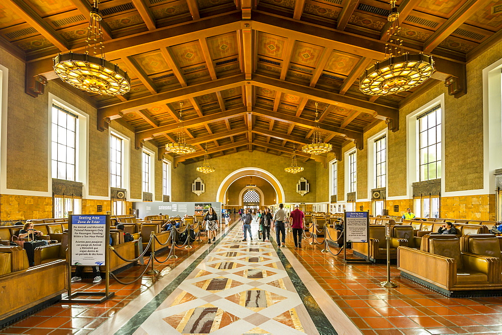 View of interior of Union Station, Los Angeles, California, United States of America, North America