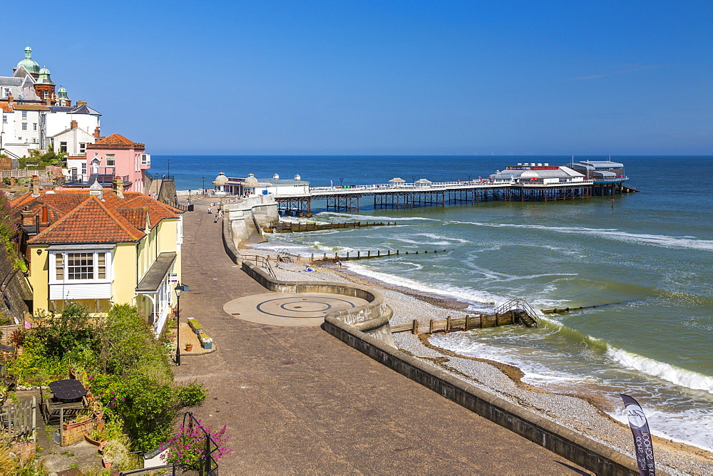 Cromer Pier and North Sea on a summer day, Cromer, Norfolk, England, United Kingdom, Europe