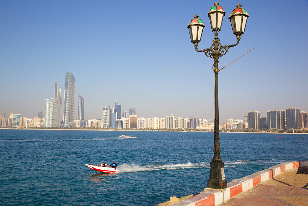 View of city from Marina, Abu Dhabi, United Arab Emirates, Middle East