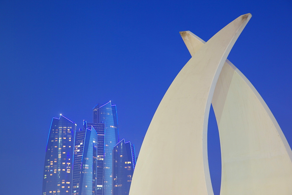 Emirate Towers at night, Abu Dhabi, United Arab Emirates, Middle East