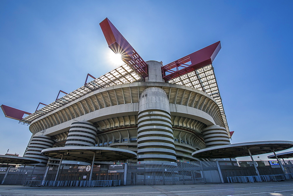 View of San Siro Stadium on a sunny day, Milan, Lombardy, Italy, Europe