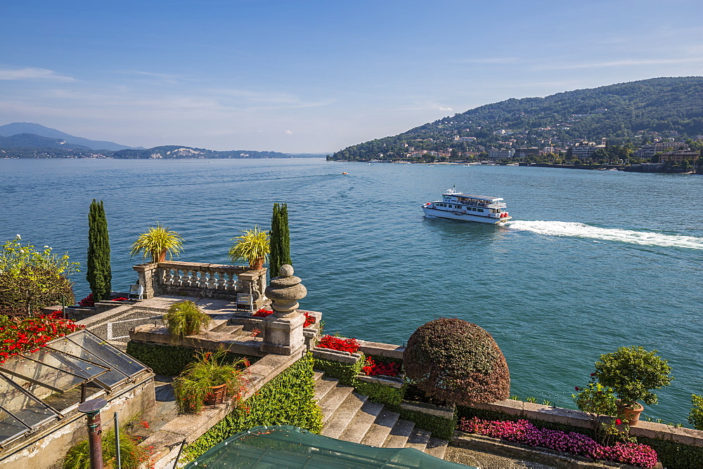 View from Floral Fountains, Isola Bella, Borromean Islands, Lake Maggiore, Piedmont, Italian Lakes, Italy, Europe