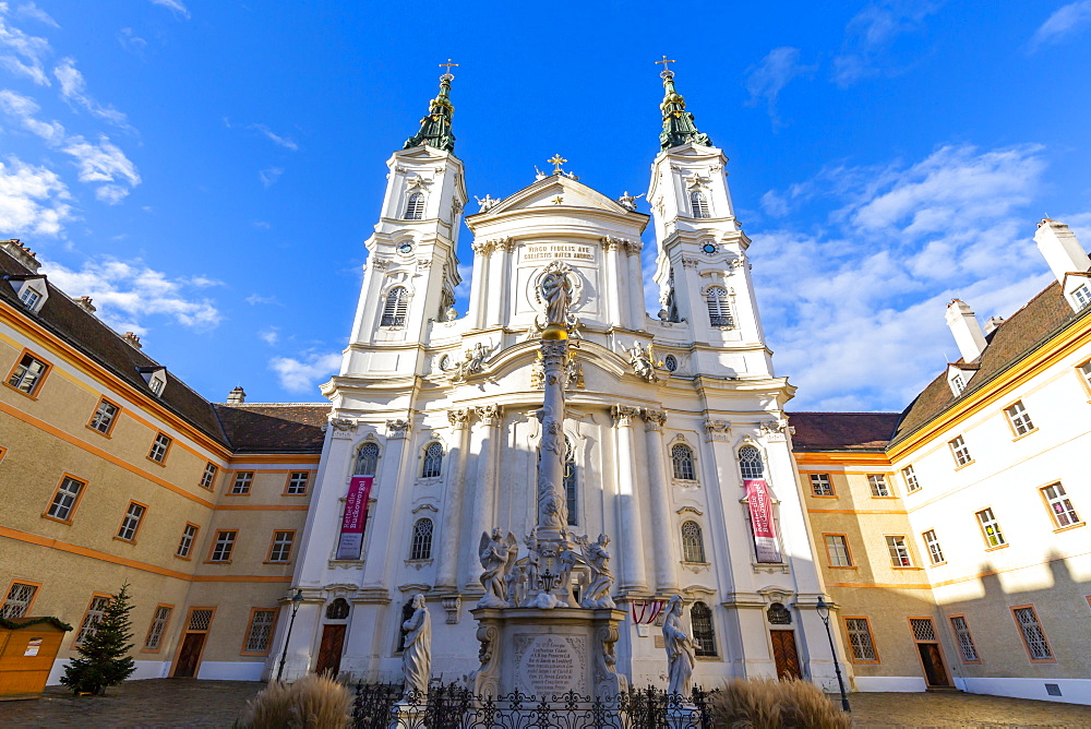 View of Catholic Church Maria Treu in Jodok Fink Platz, Vienna, Austria, Europe