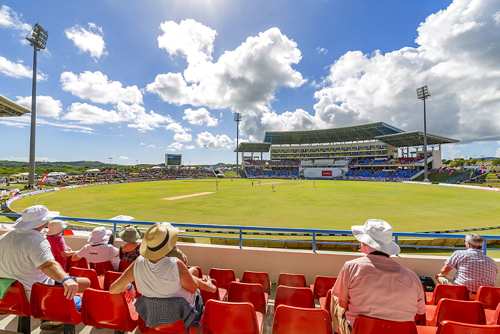 View of cricket match at Sir Vivian Richards Stadium, St. George, Antigua, West Indies, Caribbean, Central America