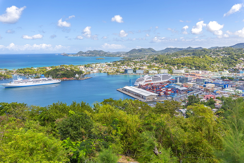 Elevated view of Castries, Castries, St. Lucia, West Indies, Caribbean, Central America