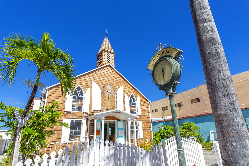 View of Methodist Church on Front Street, Philipsburg, St. Maarten, Leeward Islands, West Indies, Caribbean, Central America