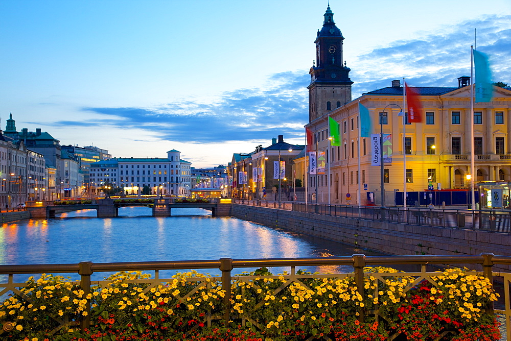 Town Hall and Canal at dusk, Gothenburg, Sweden, Scandinavia, Europe