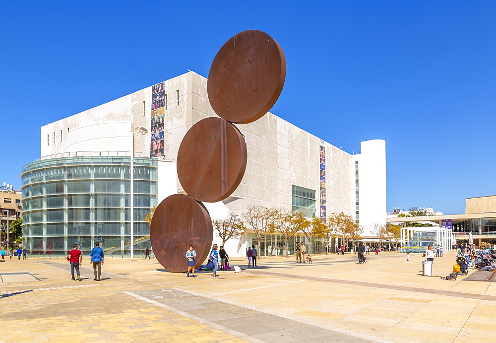 View of Habima Theatre and Habima Square, Tel Aviv, Israel, Middle East