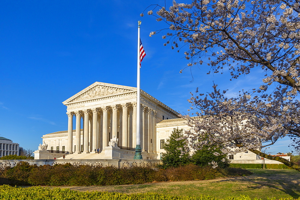 View of Supreme Court of the United States in spring, Washington D.C., United States of America, North America