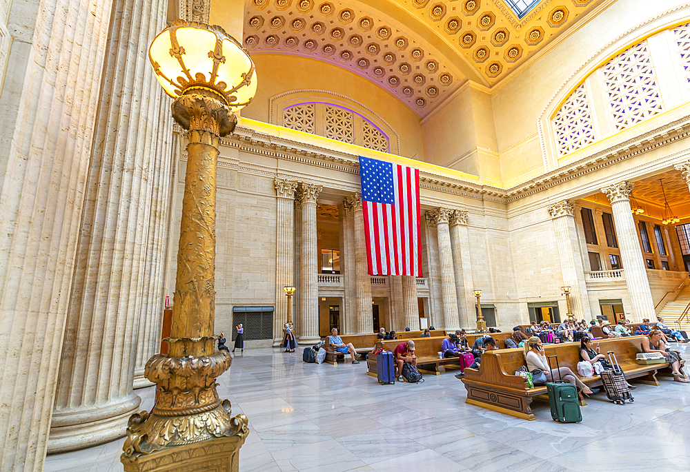 View of the interior of Union Station, Chicago, Illinois, United States of America, North America