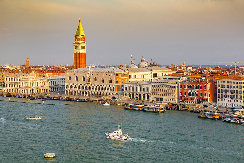 View of Venice from cruise ship at daybreak, Venice, UNESCO World Heritage Site, Veneto, Italy, Europe