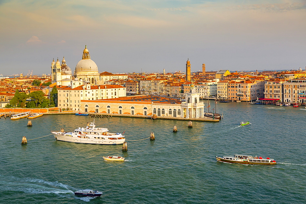 View of Venice from cruise ship at daybreak, Venice, UNESCO World Heritage Site, Veneto, Italy, Europe