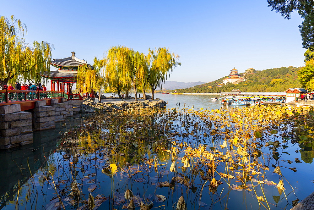 View of Kumning Lake and The Summer Palace, UNESCO World Heritage Site, Beijing, People's Republic of China, Asia