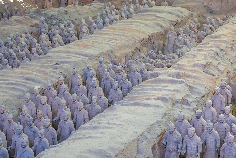 View of Terracotta Warriors in the Tomb Museum, UNESCO World Heritage Site, Xi'an, Shaanxi Province, People's Republic of China, Asia