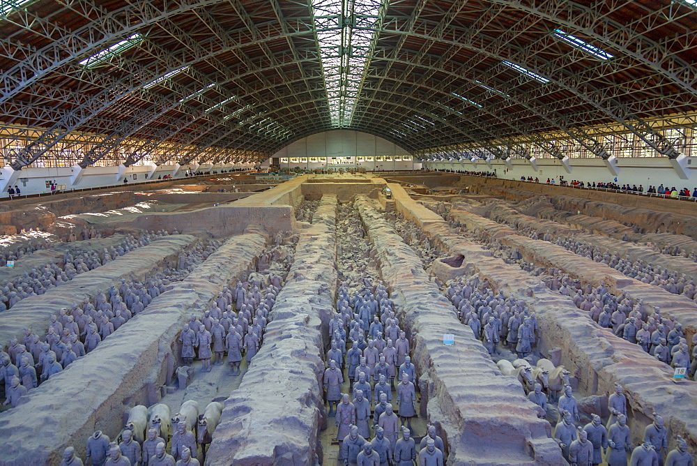 View of Terracotta Warriors in the Tomb Museum, UNESCO World Heritage Site, Xi'an, Shaanxi Province, People's Republic of China, Asia