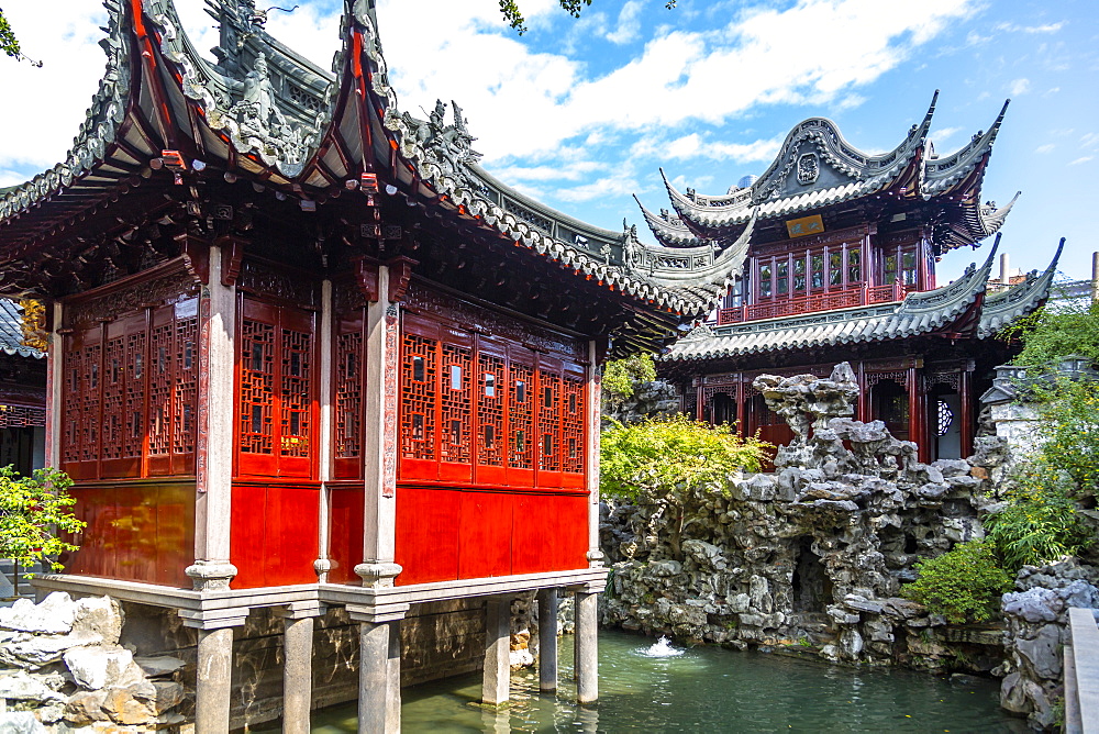 View of traditional Chinese architecture in Yu Garden, Shanghai, China, Asia