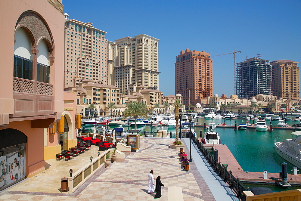 Harbour and architecture, The Pearl, Doha, Qatar, Middle East 