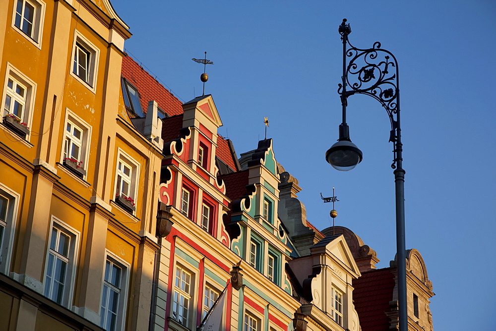 Colourful facades, Market Square, Old Town, Wroclaw, Silesia, Poland, Europe