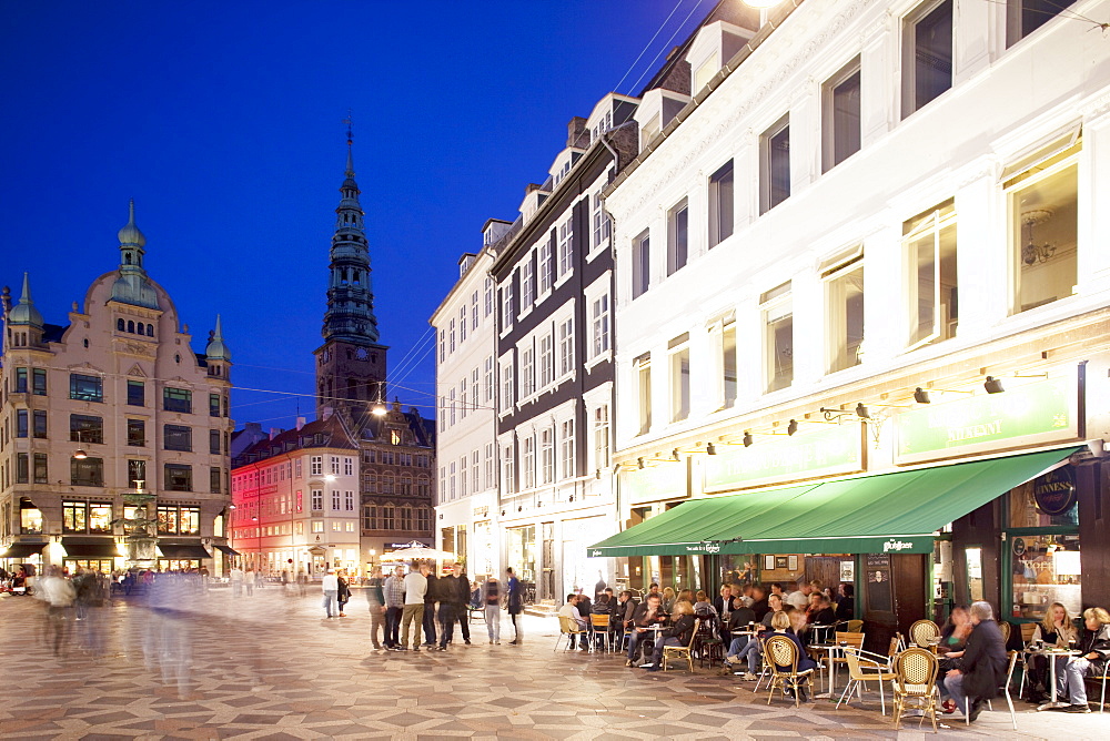 Restaurants at dusk, Armagertorv, Copenhagen, Denmark, Scandinavia, Europe