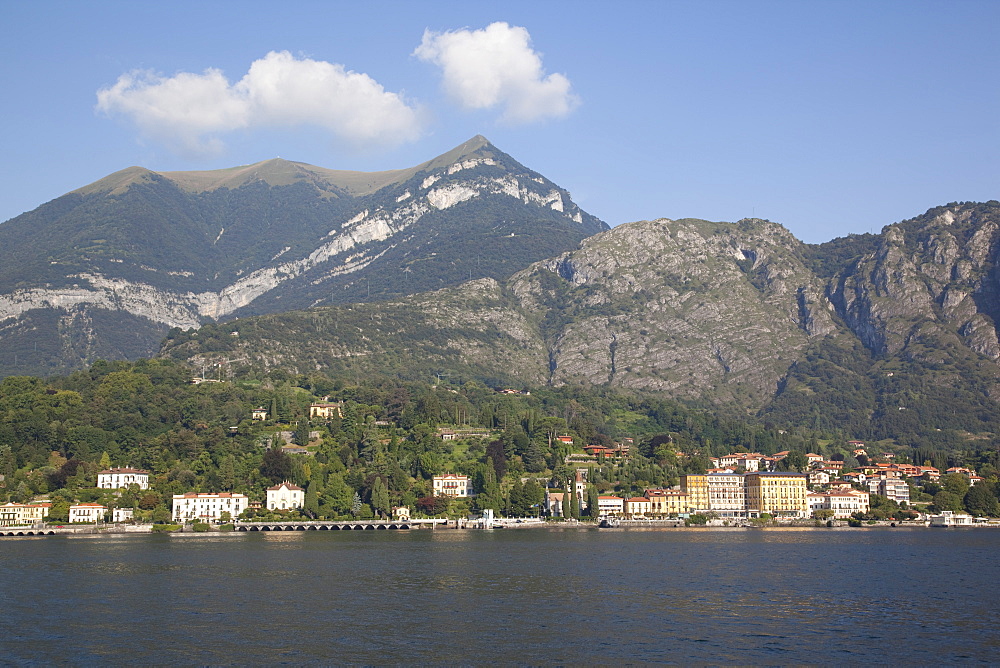 View of the town of Cadenabbia from ferry, Lake Como, Lombardy, Italian Lakes, Italy, Europe